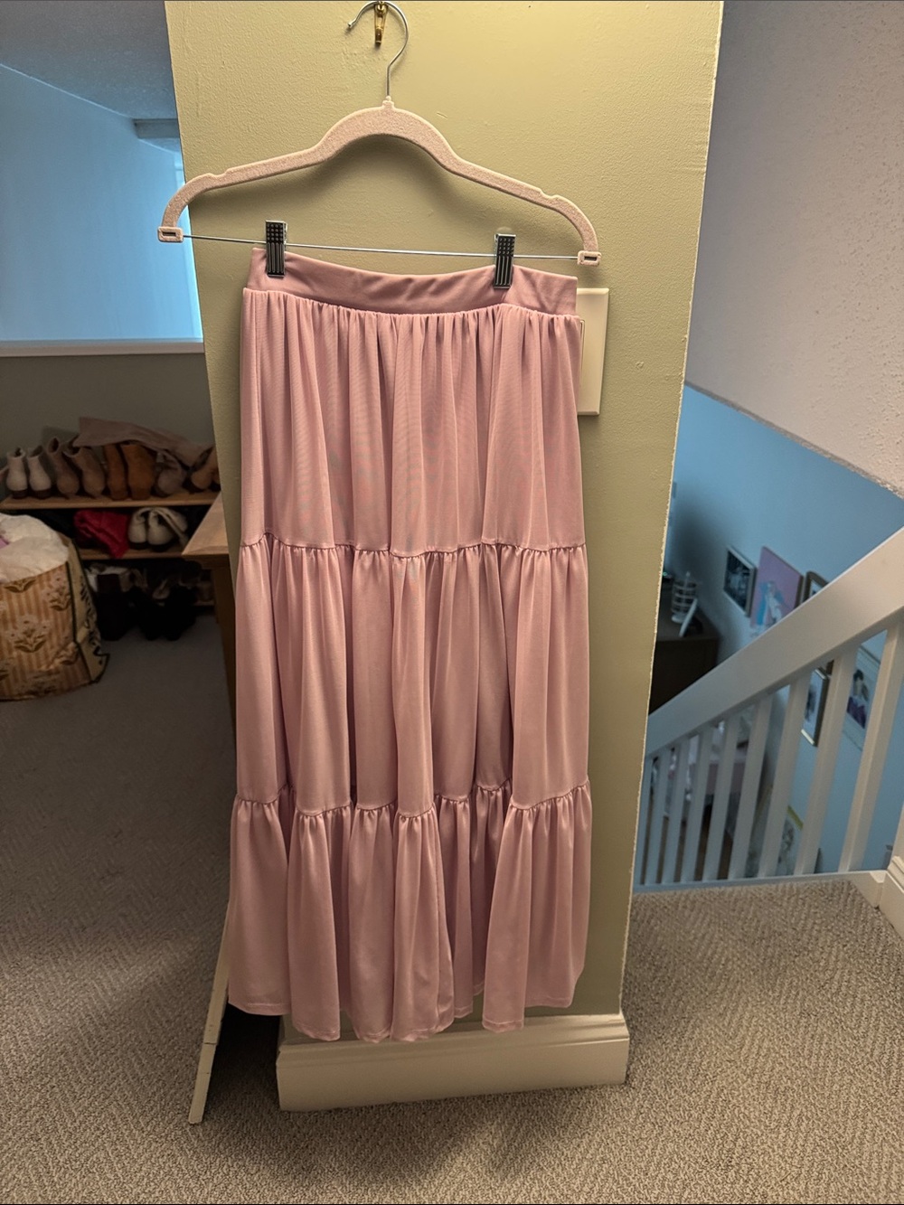 Zara Tiered Maxi Skirt - Light Pink
